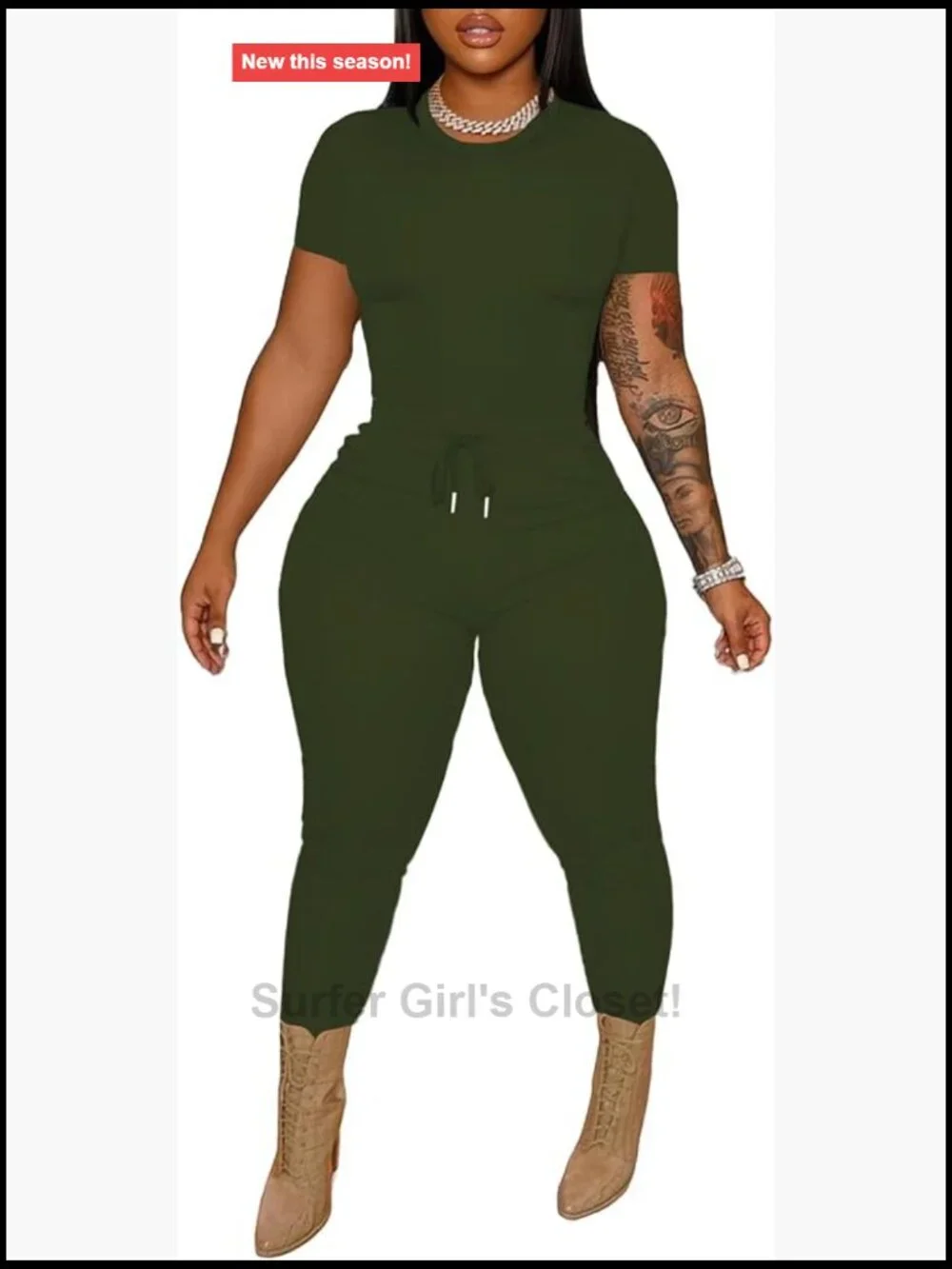 Women 2 Piece Crop Top & Long Pants Sweatsuit Jogger Set